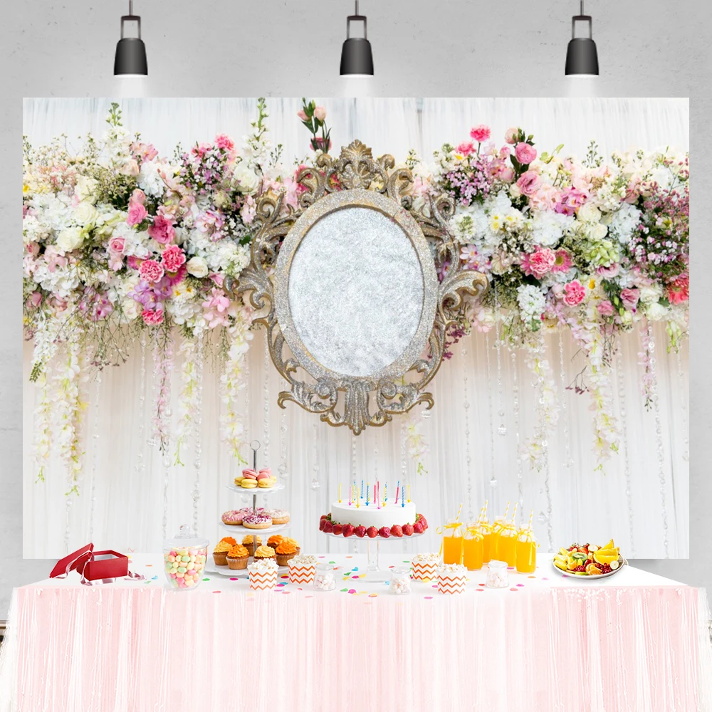 

Wedding Backgrounds For Photography Flowers Tassel Stage Romantic Love Bridal Party Scenic Photo Backdrop Photocall Photo Studio