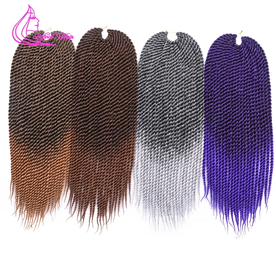 Refined Hair Handmade Crochet Braids Senegalese Twist Hair Ombre Synthetic Braiding Extensions For Woman Girls  22Strands/pc