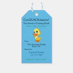 Custom Cruising Duck Thank You Tags DIY Party Gift Baby Shower Birthday Tags with Colorful Rope