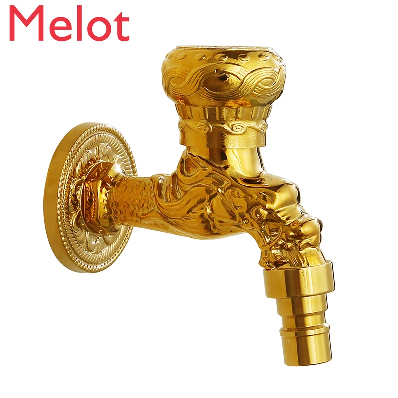 European-Style Copper Gold Single Cold Mop Pool Washing Machine Special Faucet Lengthened Quick Open into the Wall 4 Points zle