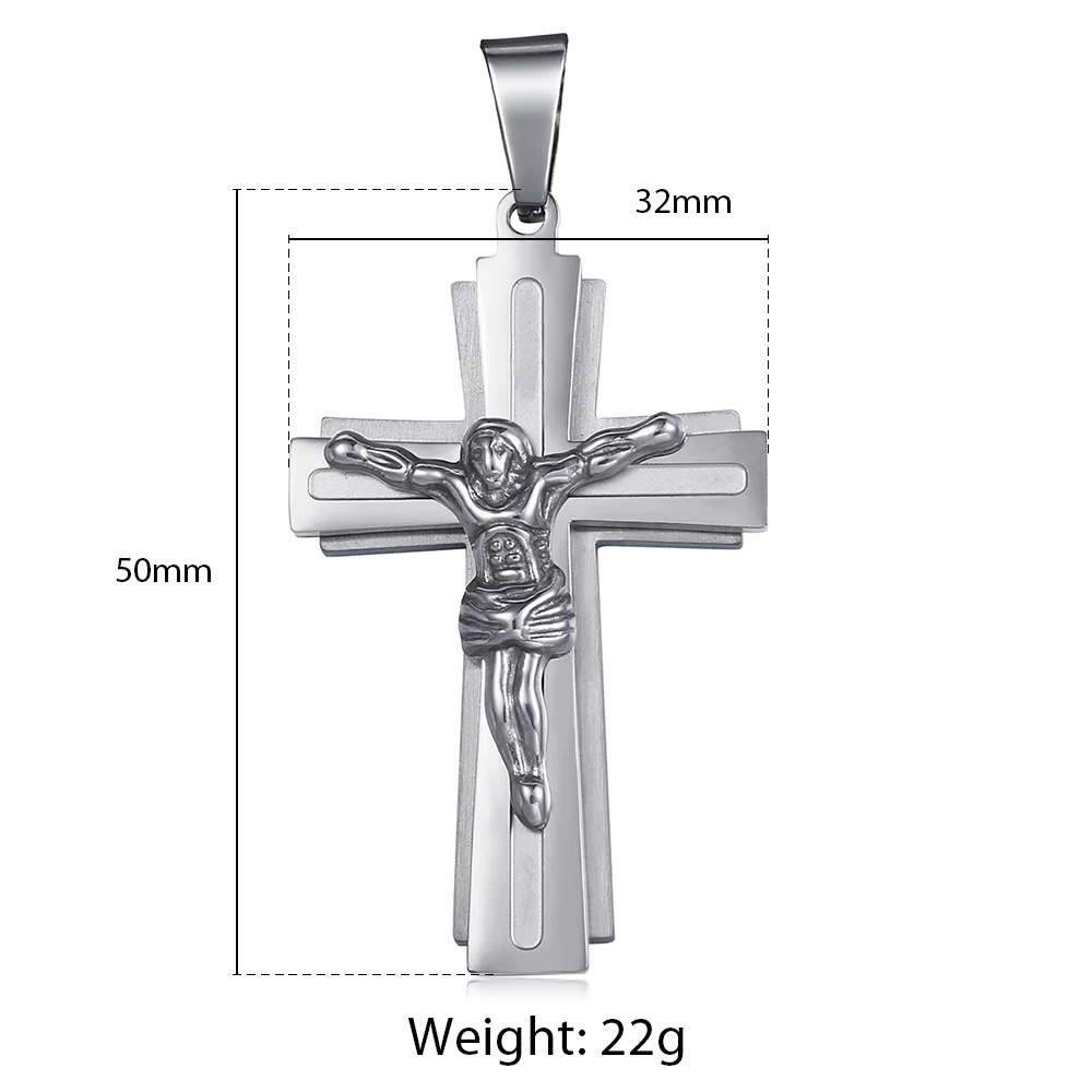 Stainless Steel Cross Pendant For Men Boys Gold Color Silver Color Prayer Jesus Fashion Jewelry Accessories Hip Hop Wholesale