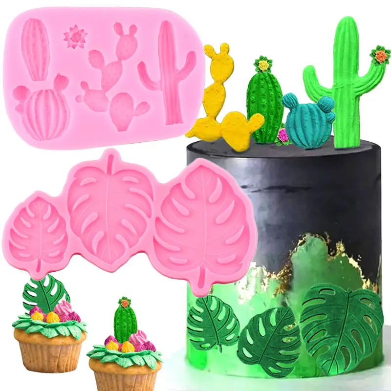 3D Leaf Cactus Silicone Molds DIY Cupcake Topper Fondant Mold Turtle Leaf Cake Decorating Tools Candy Chocolate Gumpaste Mould