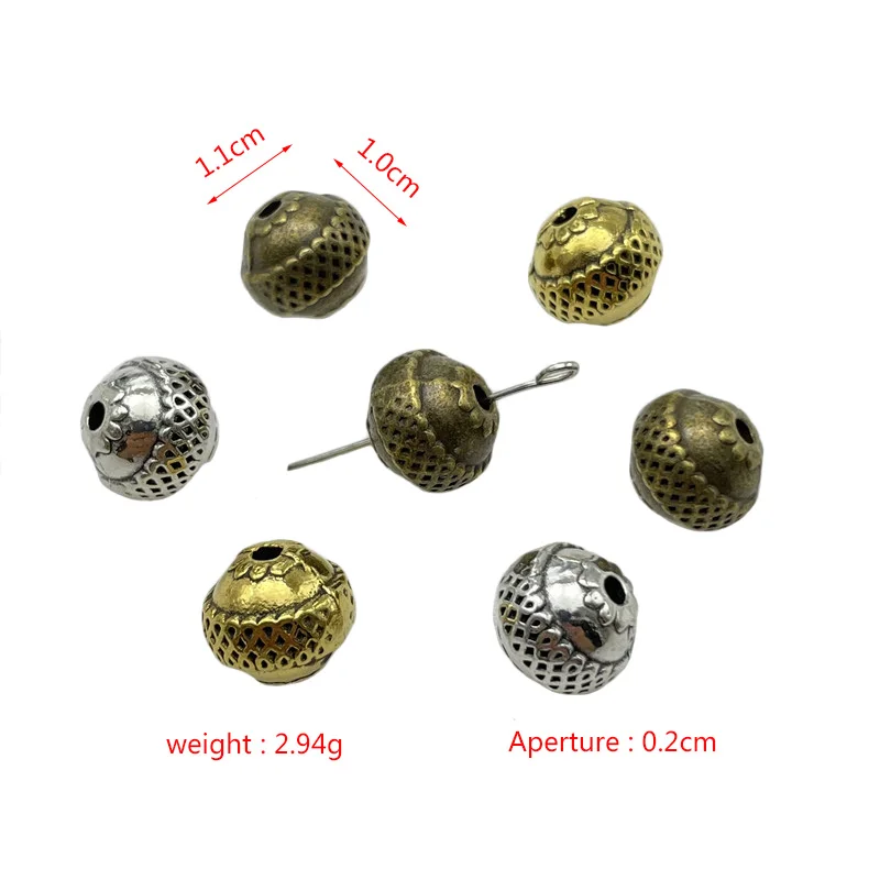 60pcs characteristic muddy round perforated loose beads spacer connector for jewelry making DIY handmade bracelet accessories