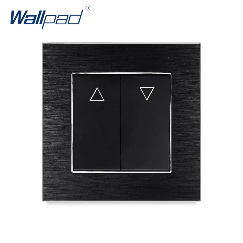 Curtain 2 Gang Momentray Push Button Reset Switches Blind Shutter Wallpad Luxury Wall Switch Satin Metal Panel