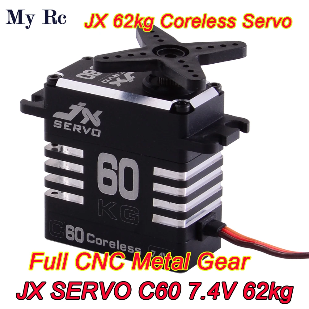 

JX SERVO C60 62KG High Torque Full Metal Case Coreless Motor High Pressure Metal Gear Servo for RC Car Boat Helicopter Parts