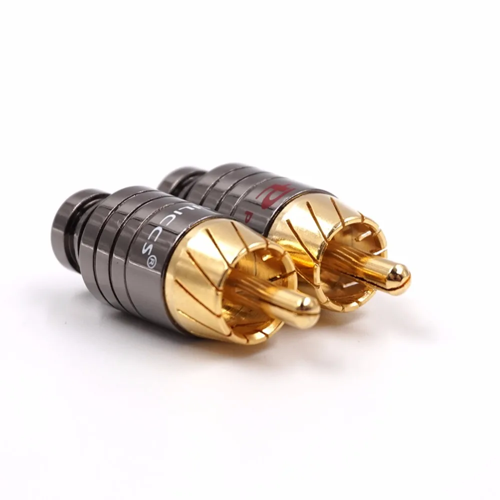 Thouliess 4pcs/Lot Copper RCA Plug Gold Plated Audio Video Adapter Connector HIFI Audio Video RCA Plug RCA Socket