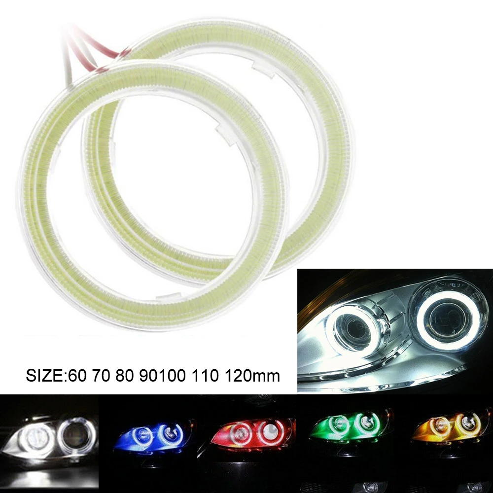 

2Pcs COB Angel Eyes Halo Rings Headlight for Car Auto Moto Moped Scooter Motorcycle Fog Light Daytime Runing Light DC9-14V