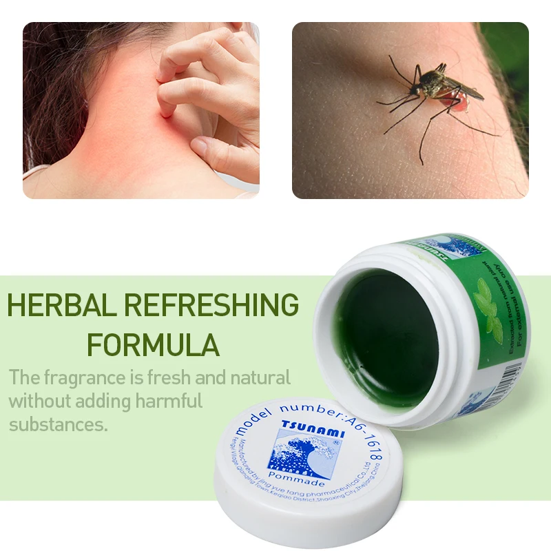 1Pcs 10g 100% Original Thailand Green Herbal Ointment Treatment Mosquito Bites Cold Anti-itch Cream Headache Muscle Rub Aches Oi