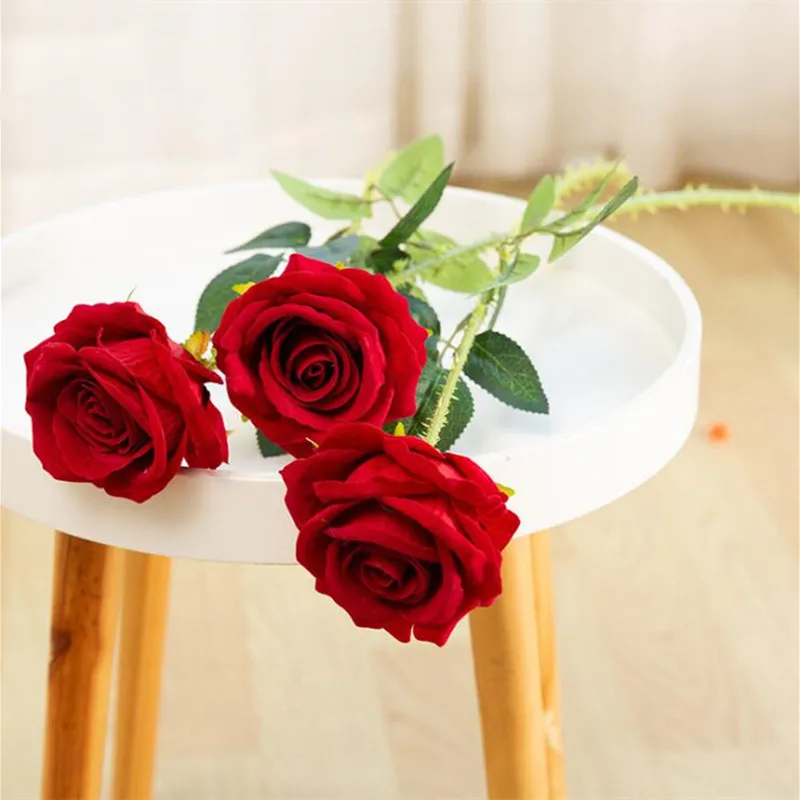 10pcs/pack Artficial Flower Romantic Red Simulation Rose Event Party Wedding Prop Festival Friend Gift