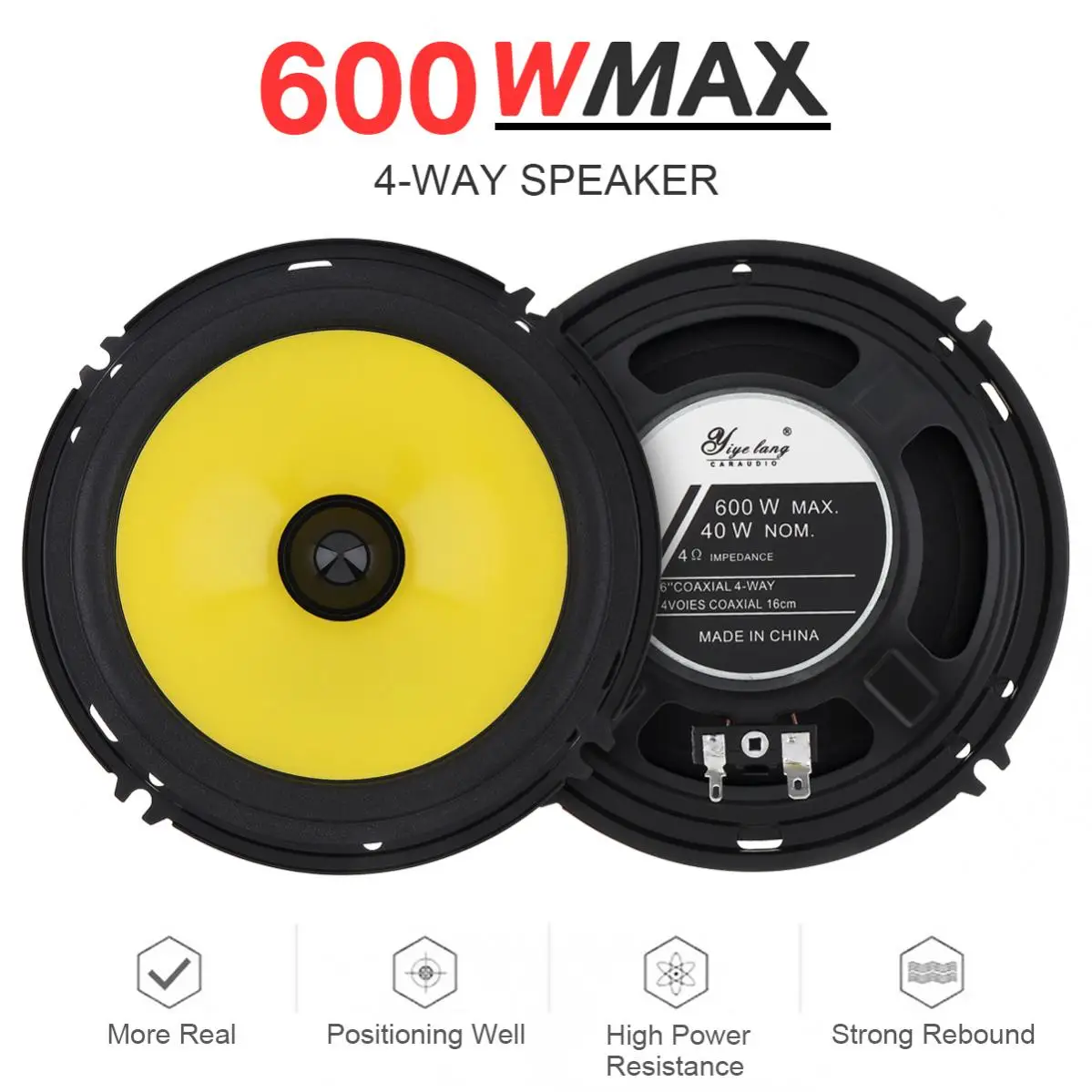 

2pcs 6 Inch 600W 4 Way Car Coaxial Speaker Heavy Mid-bass Ultra-thin Modified Speakers Full Range Frequency Car Audio Speaker