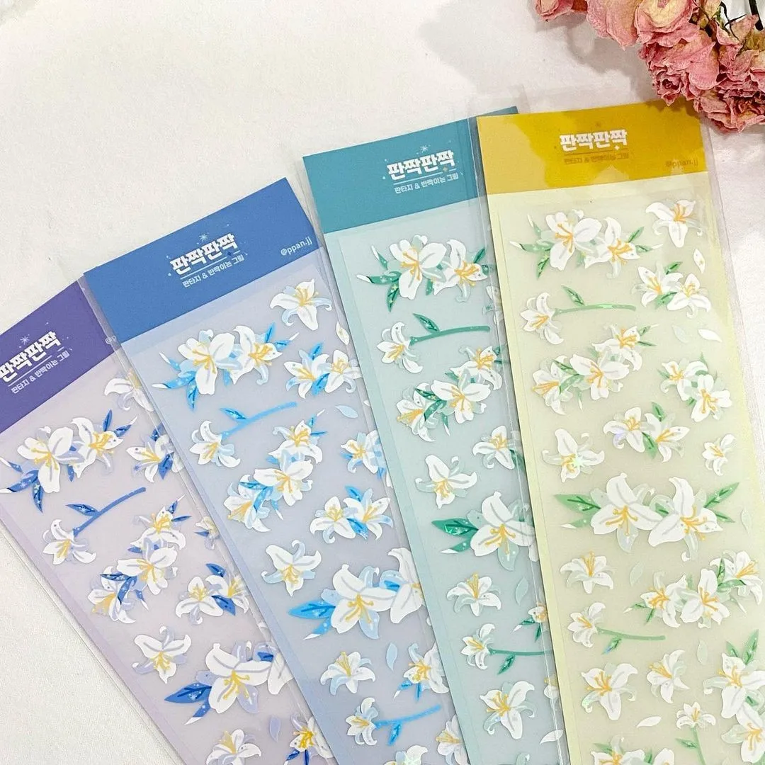 1pcs Color flower Lily Decorative PVC Stickers Scrapbooking Label Diary Stationery Album Phone Accessories Journal Planner