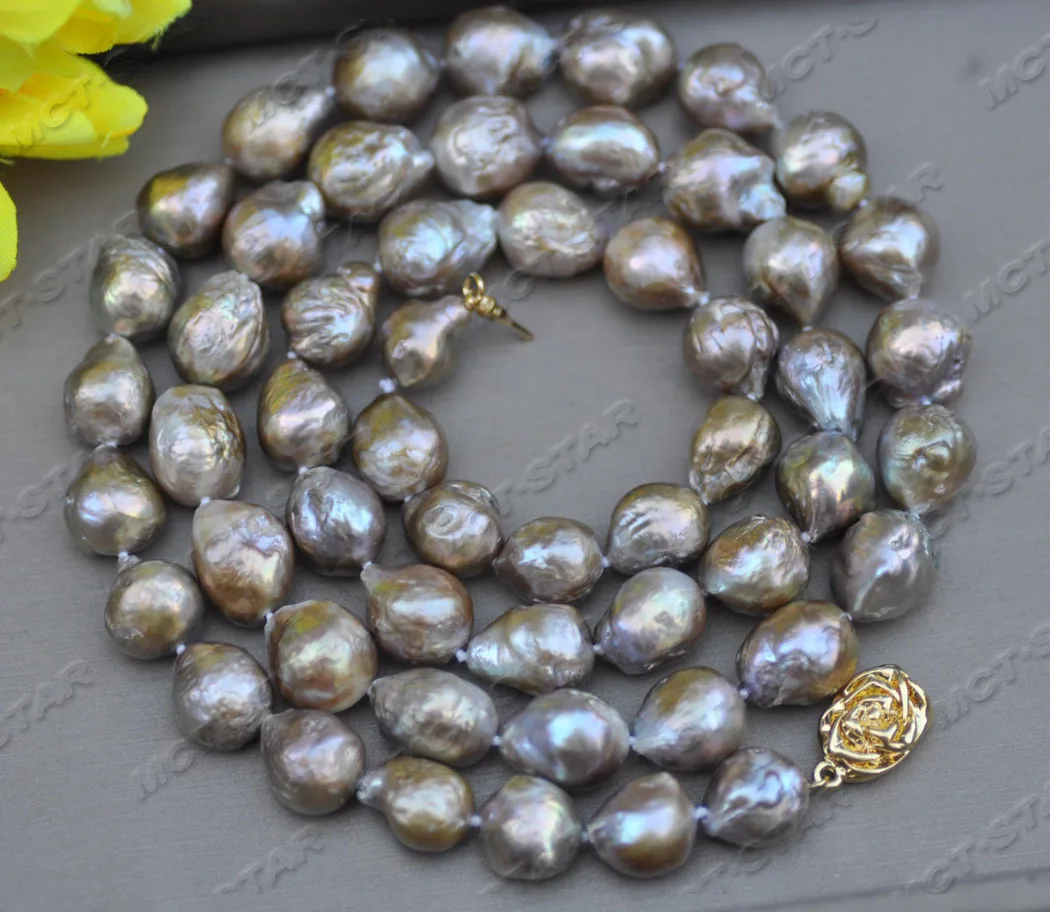 

Z11695 17"-34" 15mm Golden-Lavender Almost Round Edison KESHI Pearl Necklace