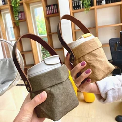 Portable Water Cup Bag Coffee Cup Storage Sleeve Cover Washable Kraft Paper Convenient Environmental Friendly
