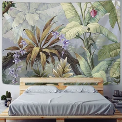 Tropical Plant Printed Tapestry Wall Hanging Nordic Ins Home Living Room Bedroom Fabric Hanging Painting Background Decoration