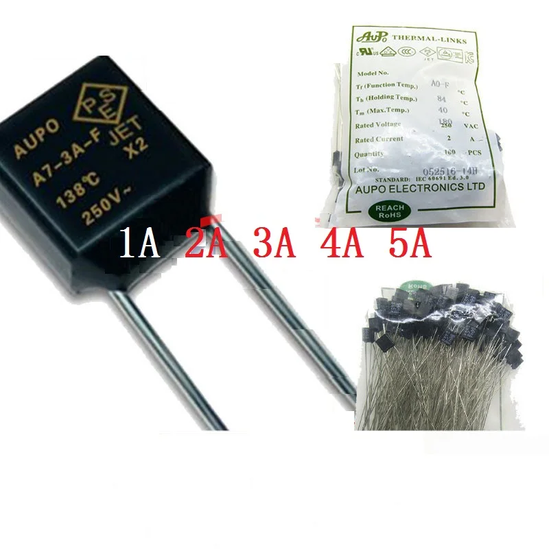 Siyah Kare 1A 2A 3A 5A 250 V Termal Sigorta Kesimi 84 102 115 125 130 135 145 150 C Derece LED Sigortalar Sıcaklık Anahtarları Kontrolü