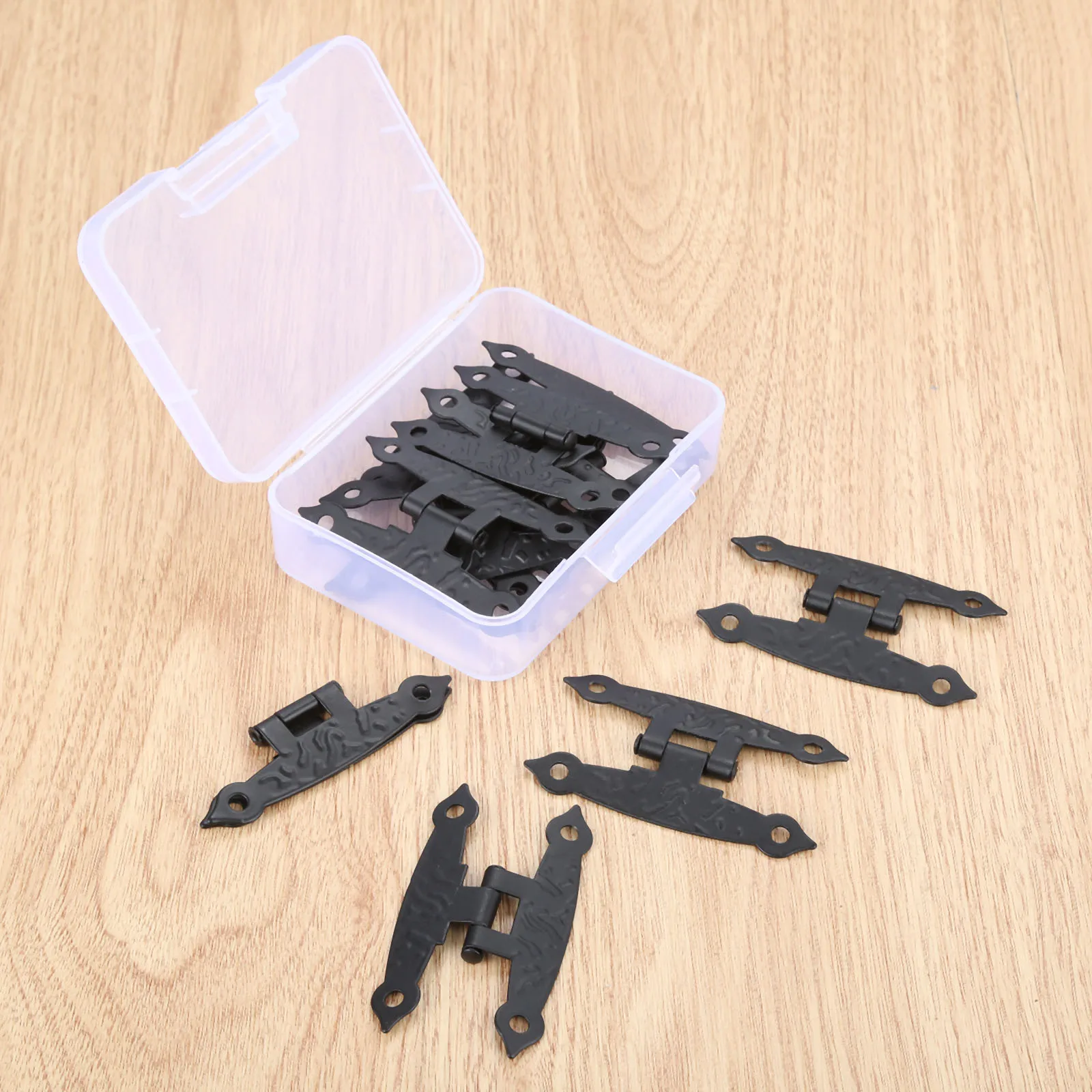 Dreld-黒の家具用ヒンジ4穴,ジュエリー用のヴィンテージ引き出しネジ収納ボックス,10個