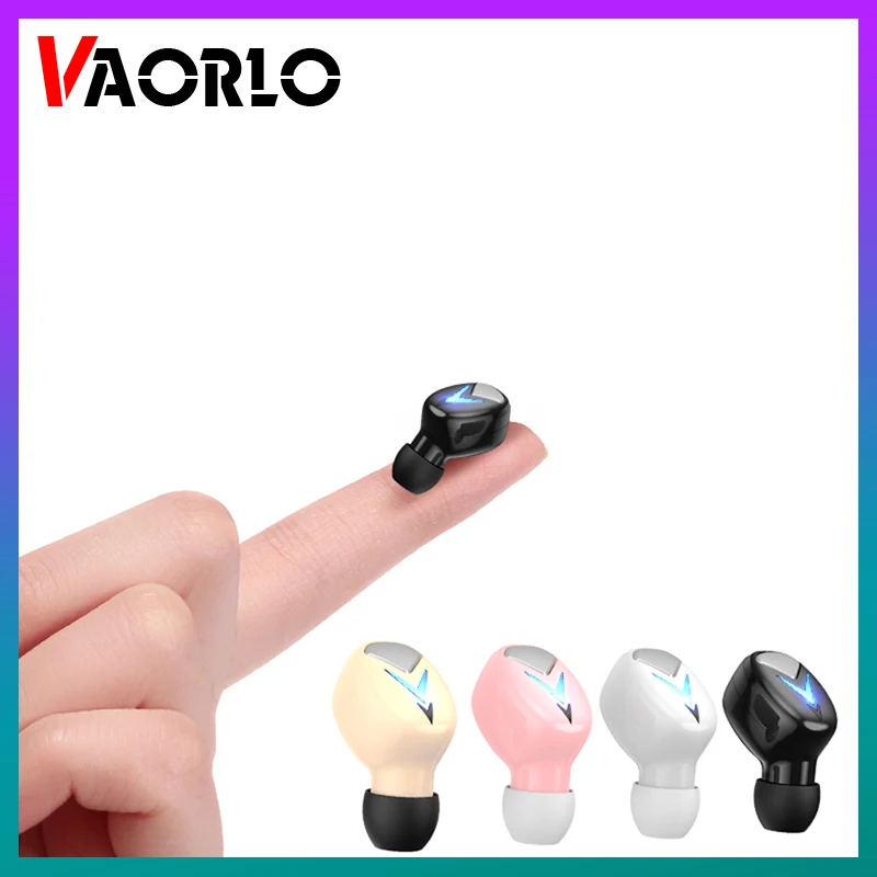 VAORLO Single Mini Invisible Bluetooth 5.2 Headphone TWS True Wireless Stereo Gaming Earphone HIFI Sound Sport Headset With Mic