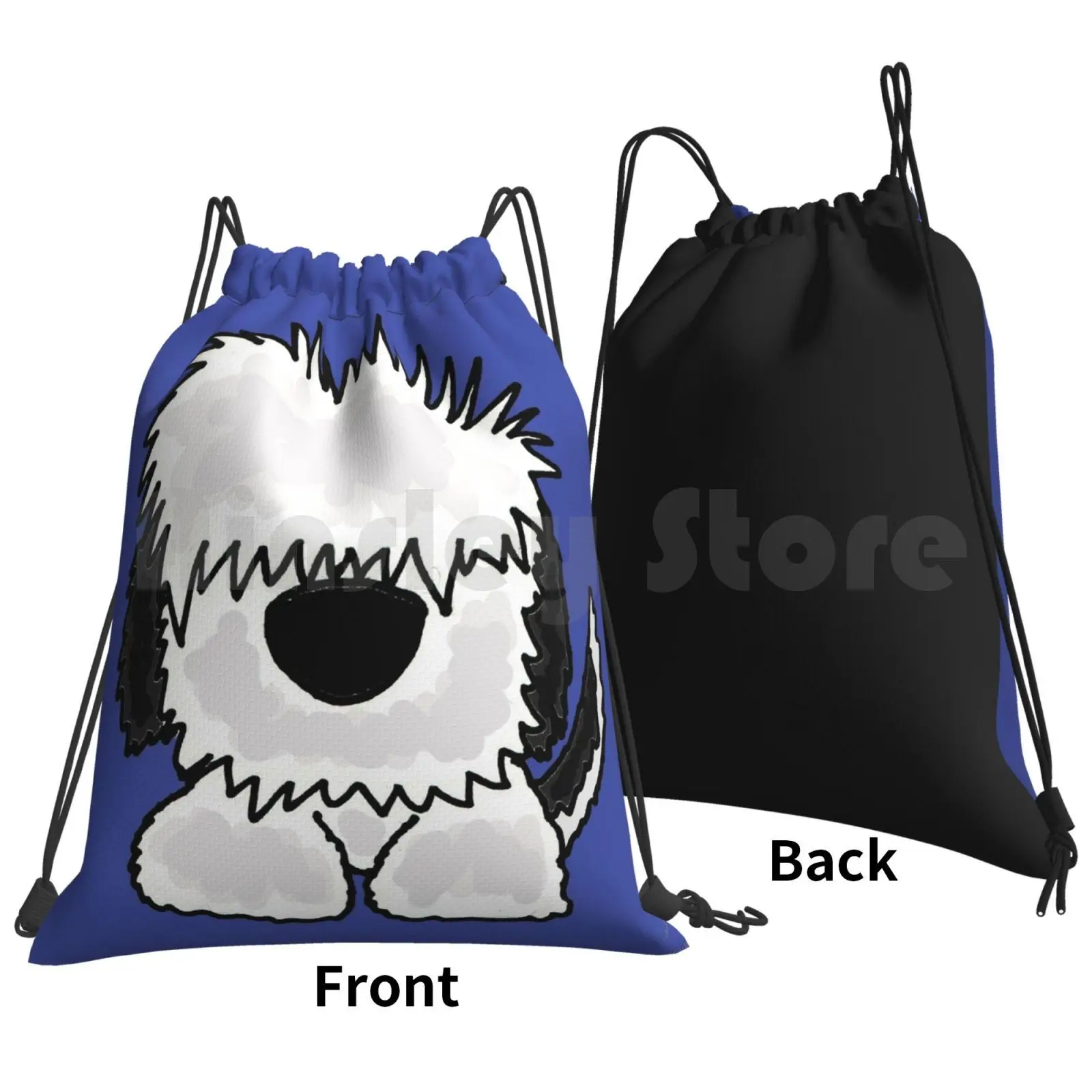 Funny Old English Sheepdog Original Art Backpack Drawstring Bag Riding Climbing Gym Bag Old English Sheepdog Dogs Funny Pets