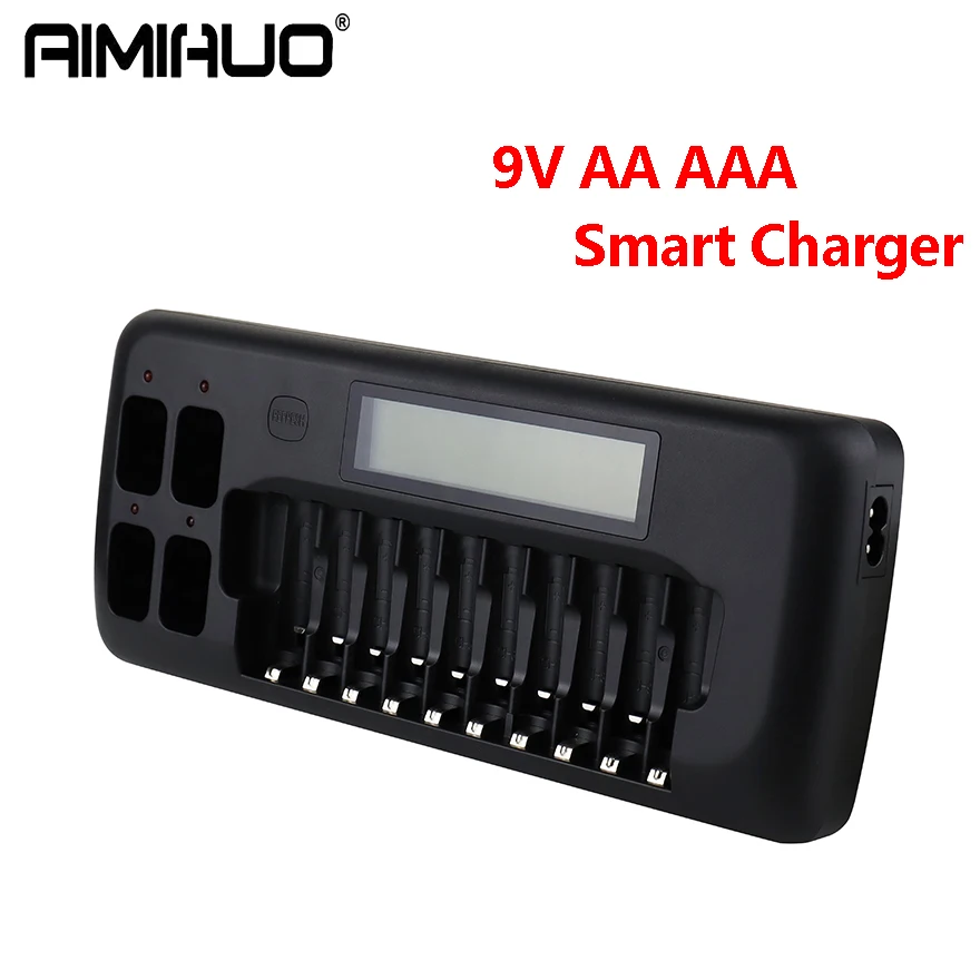 

New 9V Battery Charger 10 slots Smart Intelligent Charger for 6F22 9V Ni-CD Ni-MH AA AAA Rechargeable Battery with LED Indicator