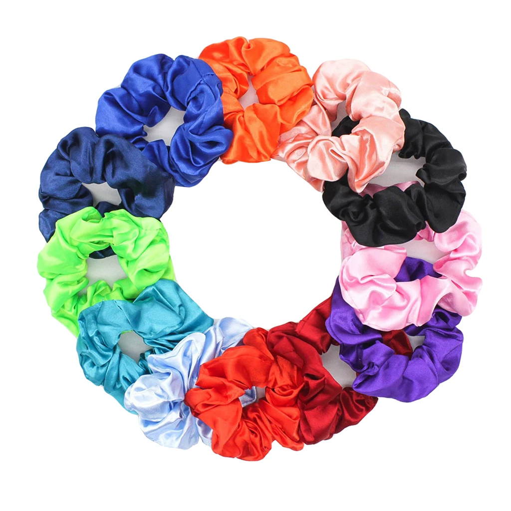 10x Satin Sutra Ikat Rambut Karet Rambut Kepang Kuncir Ekor Kuda