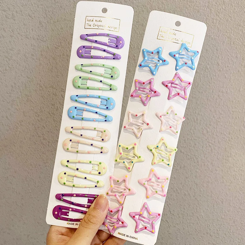 10 Stück/Set Neue Mädchen Süße Bunte Stern- und Tropfenförmige Haarspangen Kinder Niedliche Haarornamente Clip Haarklammern Modische Haaraccessoires – Detail 6