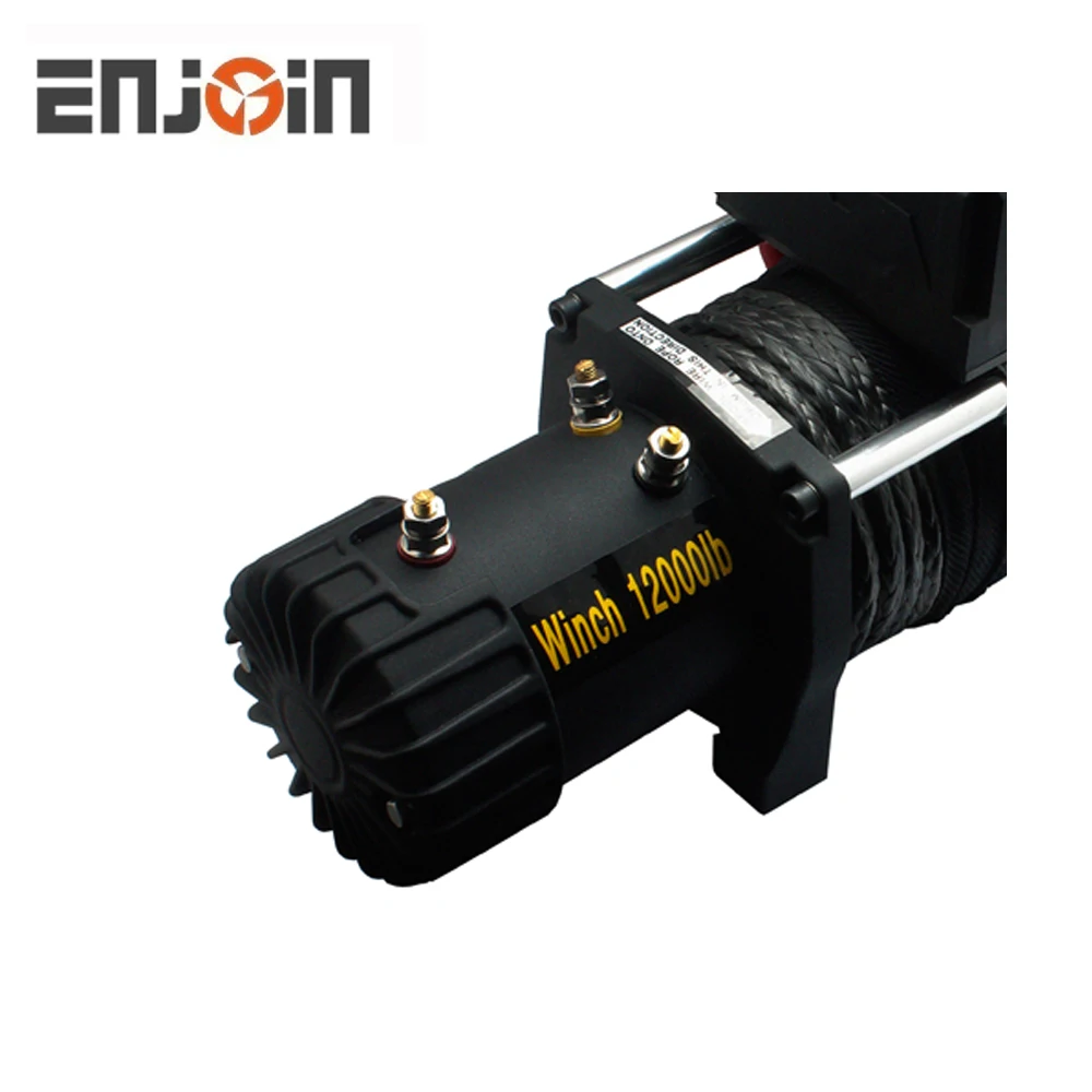 ENJOIN-cabrestante eléctrico 4x4 4WD, 12000lbs, con molienda negra, Cable o cuerda arenoso con acabado mate, 12v o 24v