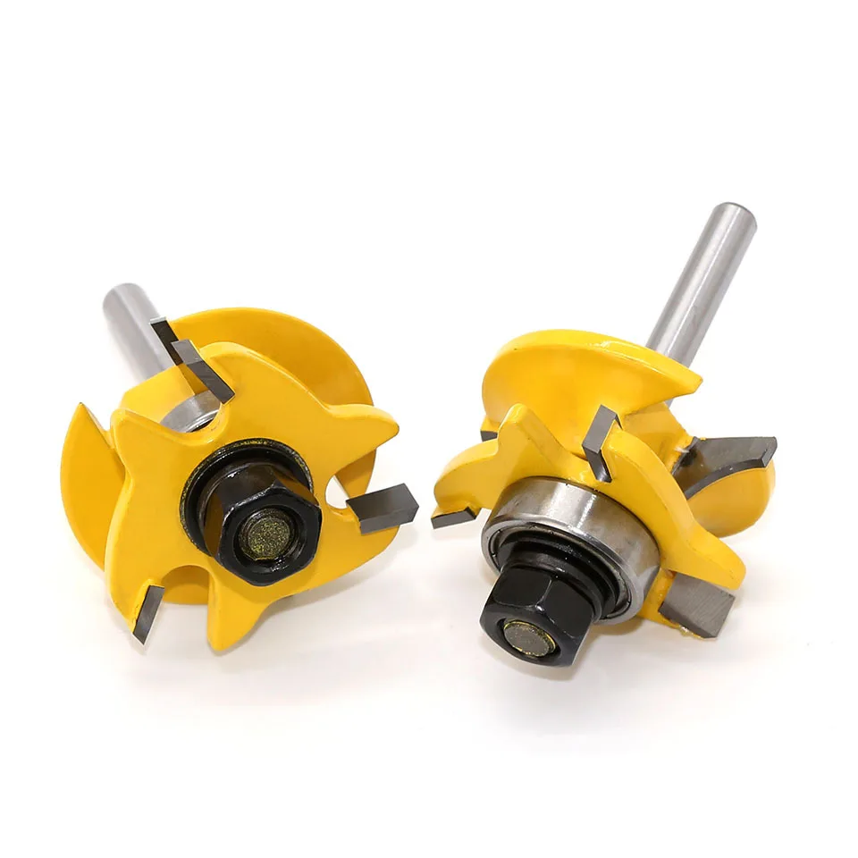 LAVIE 2pcs 1/4 Shank 6.35 millimetri Stile & Rail Monta-Bead Bit Rotonda Su Porta Coltello La Lavorazione Del Legno Tenone taglierina per Utensili di Legno MC01039
