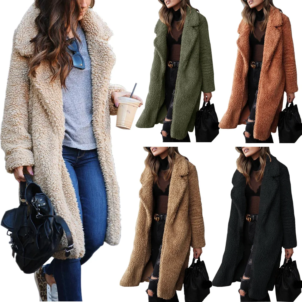 Autunno inverno donna cappotto di pelliccia sintetica moda lungo caldo orsacchiotto vestiti signore femminile peluche giacca di pelliccia capispalla capispalla