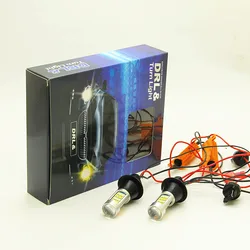 2Pcs T20 7440 2835 42SMD 20W Auto Led Drl Dagrijverlichting Dual Color Switchback Richtingaanwijzer Lamp lamp