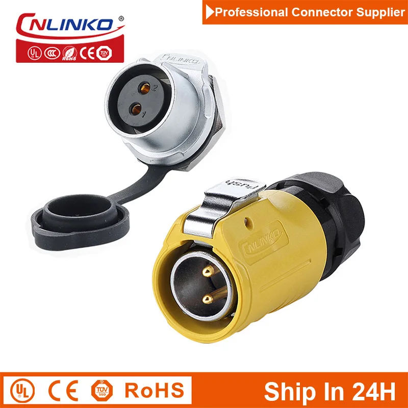 Cnlinko LP20 Industrial M20 Extension Cable 2Pin Male Female AC 500Volt 20A Heavy Duty Replacement Plug Socket Power Connector