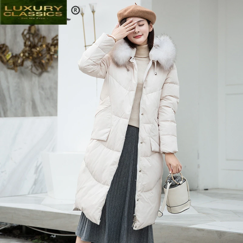 

Female Duck Down Winter Jacket + Natural Raccoon Fur Thick Warm Women's Down Jacket Fashion Ladies Long Coat Hiver L1001