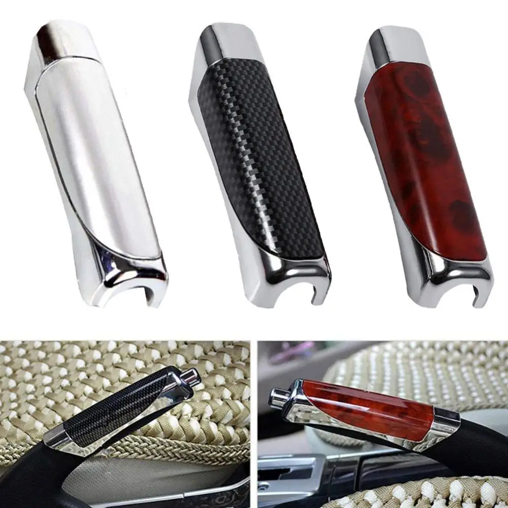 Universal Car Handbrake Protect Cover Styling Wooden Carbon Fiber Decor High Quality ABS Smooth SUV Interior Accessory