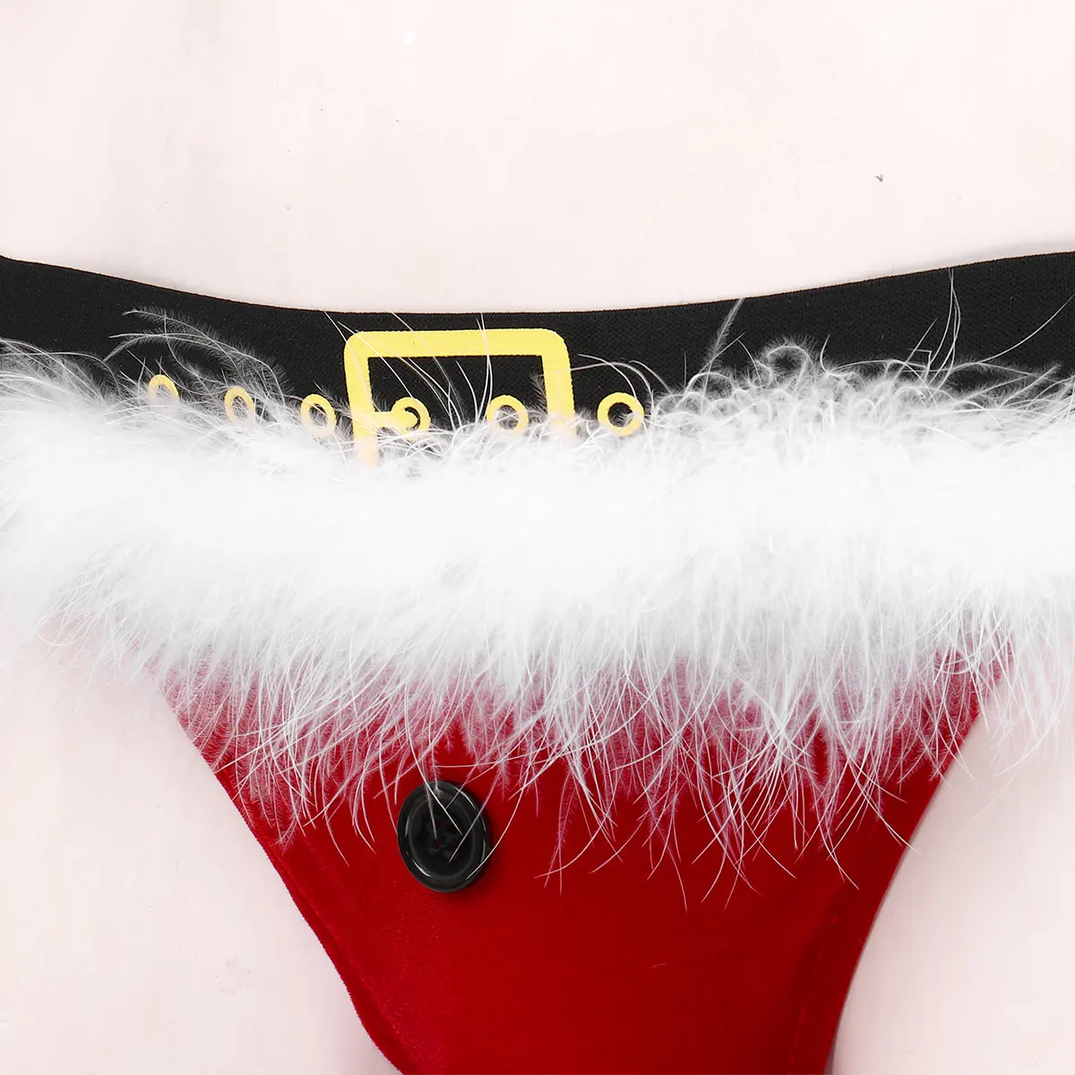 Lingerie de Noël en velours doux pour hommes, sous-vêtements Père Noël, taille basse, bout ouvert, costume de Noël, Jockstrap, string, slips, vêtements de nuit