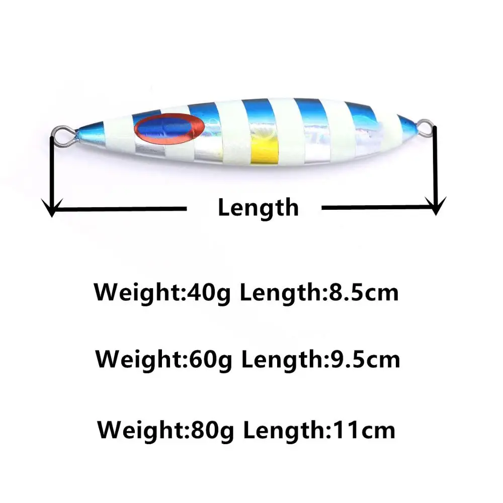 CASTFUN 40g 60g 150g 200g Metal jig Slow Jigging Lure Fishing Jigs Glow Fishing Jigging Lure Slow jig Artificial Baits