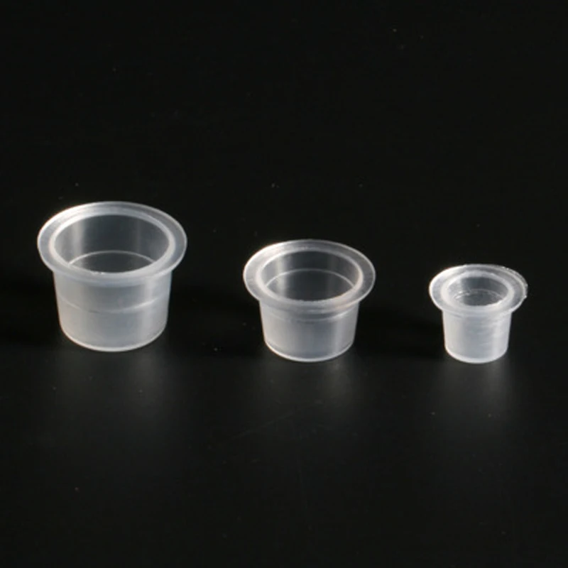 100Pcs Plastic Microblading Tattoo Ink Cup Cap Pigment Clear Holder Container S/M/L For Needle Tip Grip Power tattoo Supplies