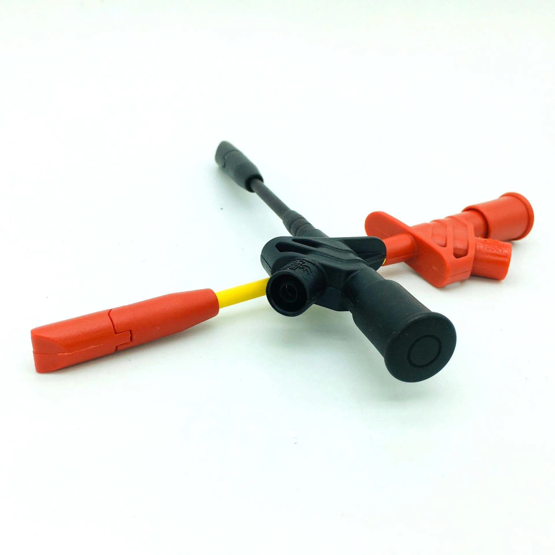 2PCS Red Black 1000V CATIII Quick Test Hook Clip Professional Insulated High Voltage Testing Probe For 4mm Jack Banana Plug