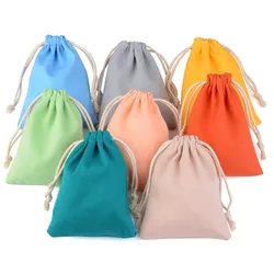 10 pièces/lot sacs en coton naturel 8 couleurs pour la sélection adapté au cadeau de mariage bonbons petite pochette cils maquillage pochette à cordon