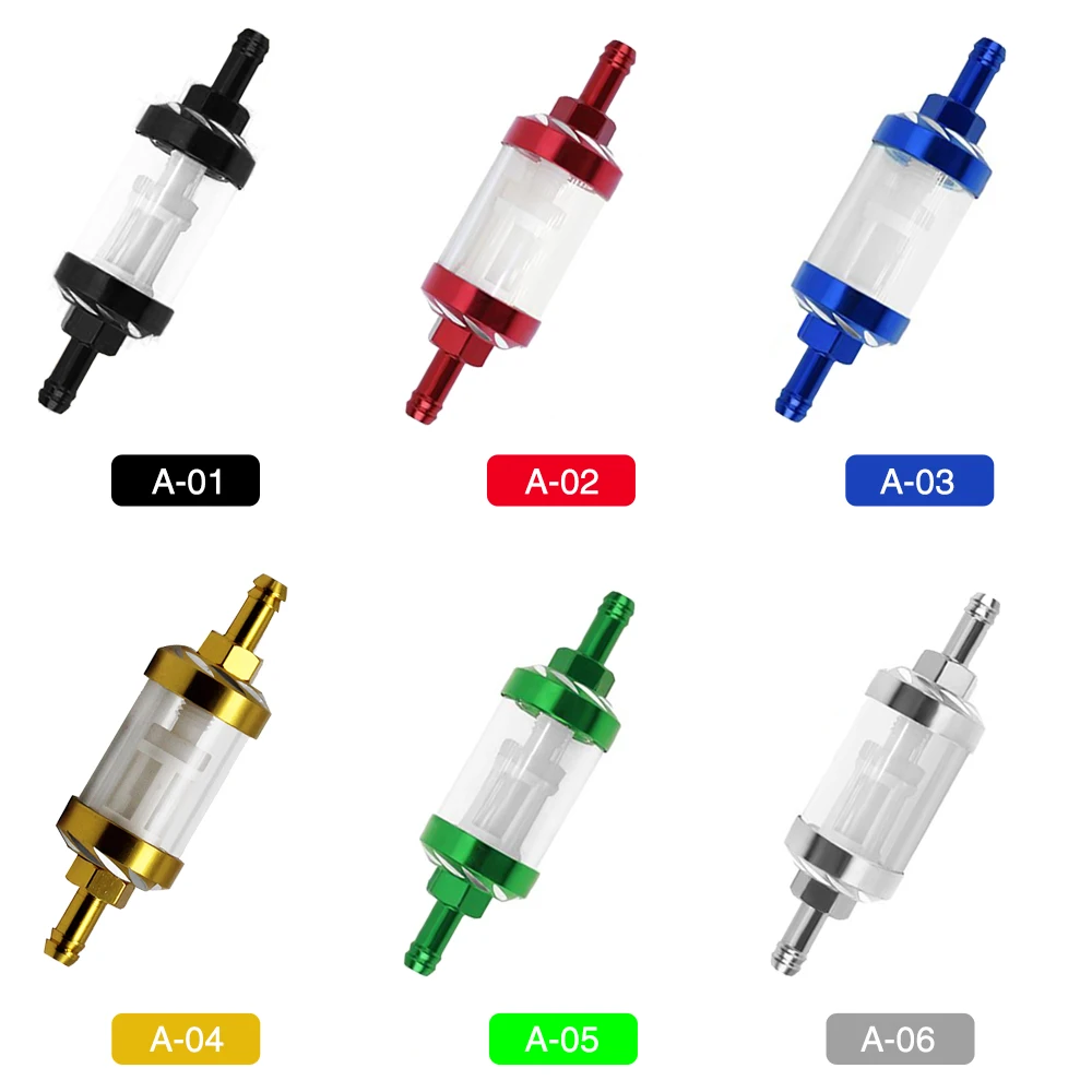 Alconstar- 6 Color 6mm 8mm CNC Motorcycle Petrol Gas Fuel Gasoline Oil Filter For Honda for Yamaha ATV Dirt Pit Bike Motocross