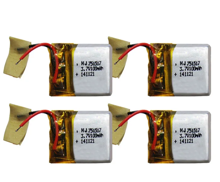 

4PCS 751517 3.7V 100 mAh Lipolymer High Rate Rechargeable Battery For drone Quadcopter Helicopter