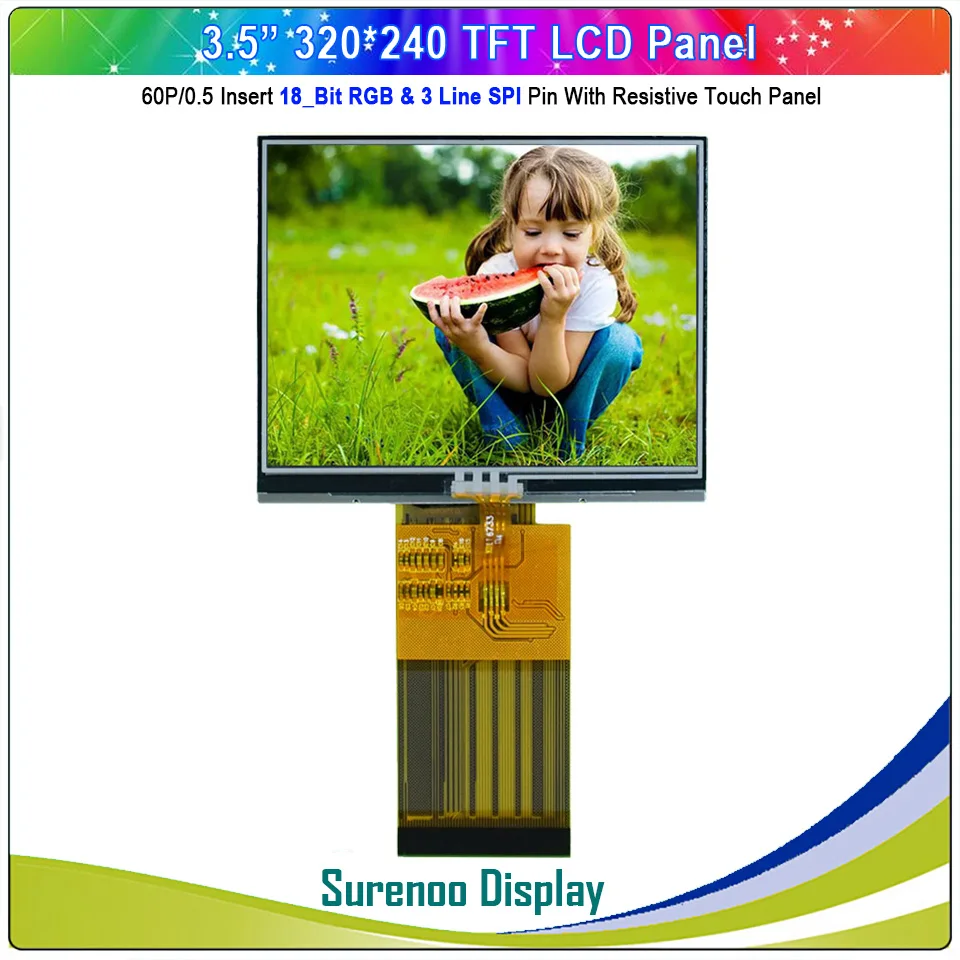 3.5" Inch 320*240 18_Bit RGB & Serial SPI TFT LCD Module Display Screen & IIC I2C Capacitive / 4- Wire Resistive Touch Panel