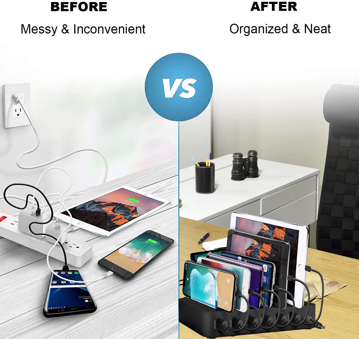 USB Charger Hub 8พอร์ต QC 3.0 Fast Charging สำหรับ Iphone 11 12 Pro MAX Samsung S10 iPad Carregador dock Station US UK Plug