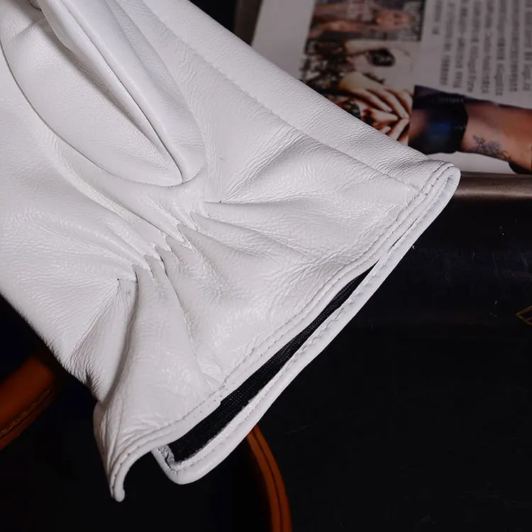 Men's Genuine Leather Real Leather Winter Warm White Ceremonial Short Gloves