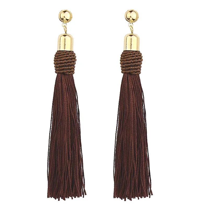 Bohemian Long Tassel Dangle Earrings For Women Red Black Silk Fabric Drop Statement Earring Ethnic Fashion Jewelry Gift