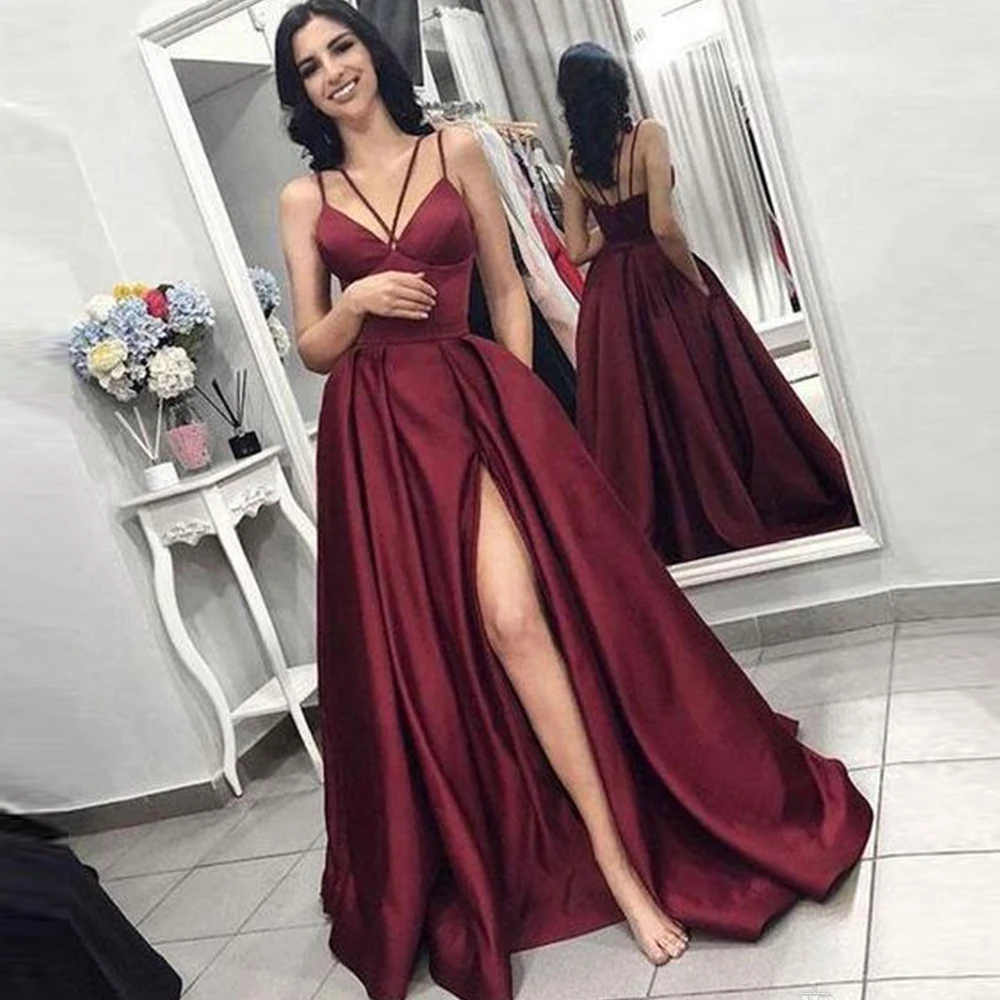 

Sexy Prom Party Evening Dresses Vestido De Noiva Sereia Side Slit Robe De Soiree Vestido Novia Playa Formal Strap