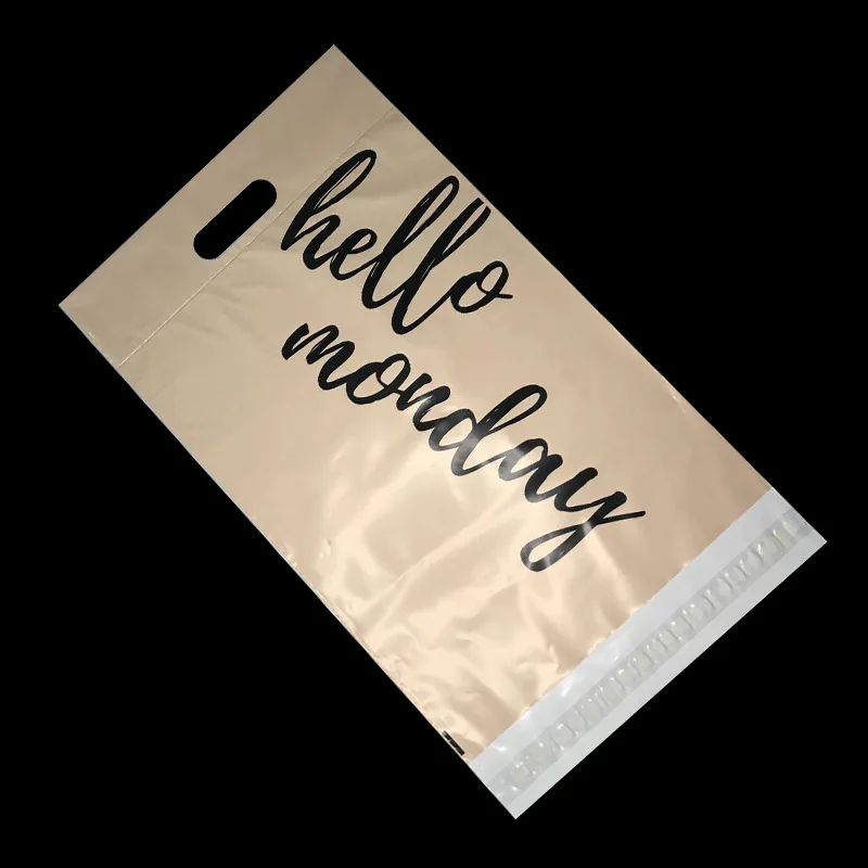 50Pcs Plastic Courier Bag With Handle Hello Monday Poly Mailers Waterproof Shipping Mailing Bags Express Packaging Envelopes