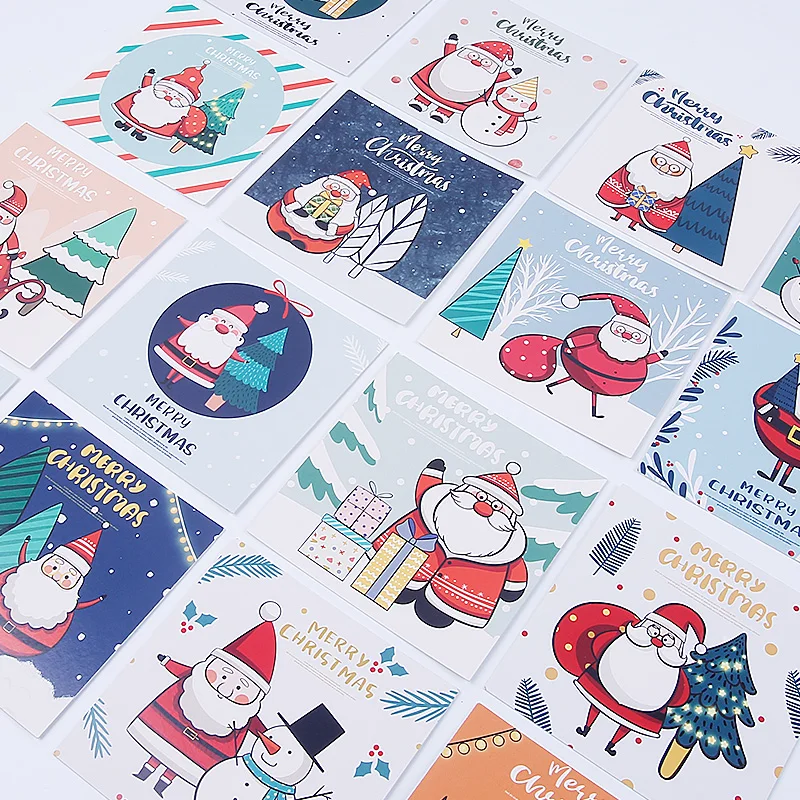 30 pcs/set Exquisite Merry Christmas Postcard  Letter Cartoon santa snowman Message Greeting Cards Gift New Years Postcards