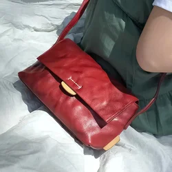 Borsa da donna in pelle conciata al vegetale fatta a mano in pelle retrò borsa a tracolla in pelle bovina a tracolla messenger borsa quadrata piccola