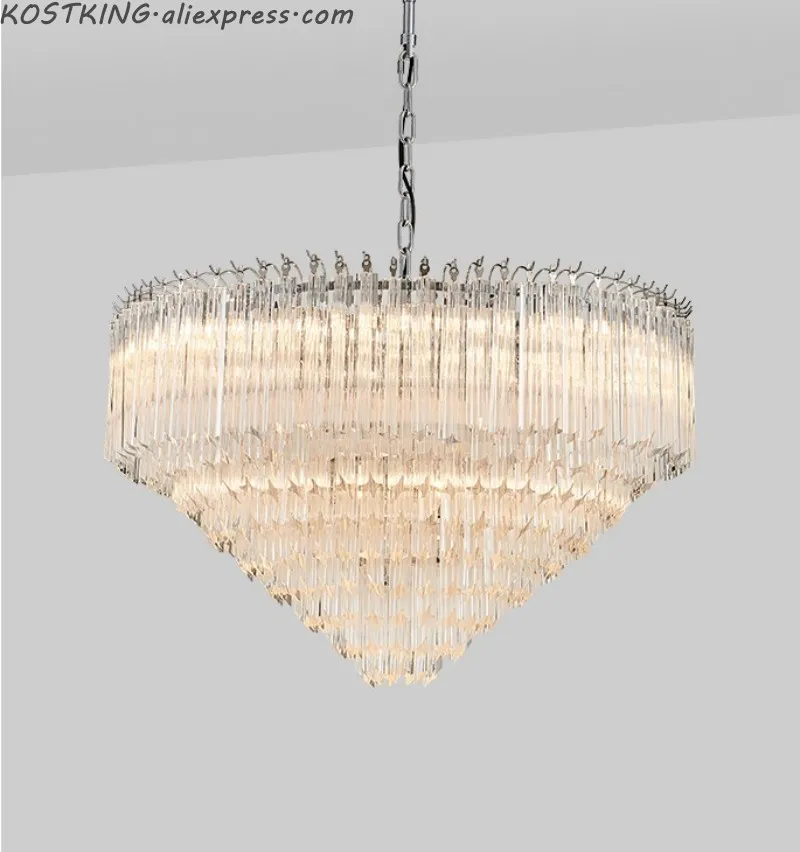 Modern Glass Chandeliers Murano Round Prism Chrome Gold Ceiling Lamps Lustre Living Room Bedroom Dining Room Pendant Lights