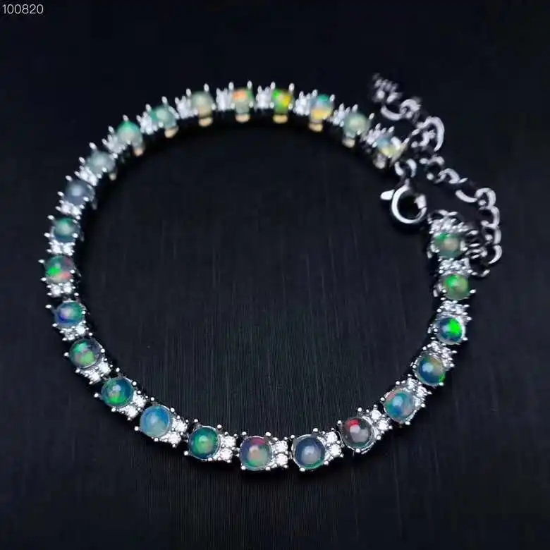 

Natural And Real Opal bracelet Solid S925 Sterling Silver For Women Colour Gem Stone Rings Fine Jewelry Opal bracelet