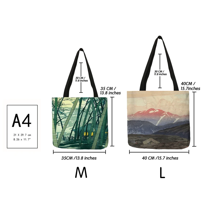 2021 Women Ladies Tote Bag Handbag Classic Japanese Mount Fuji Scenery Wave Kabuki Print Large Shopping Bags for Supermarket